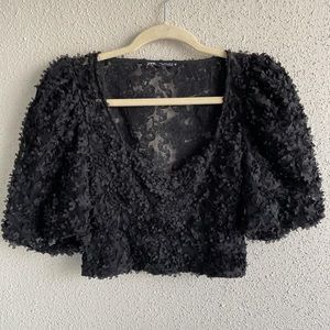 Zara Puff Sleeve Cropped Top
